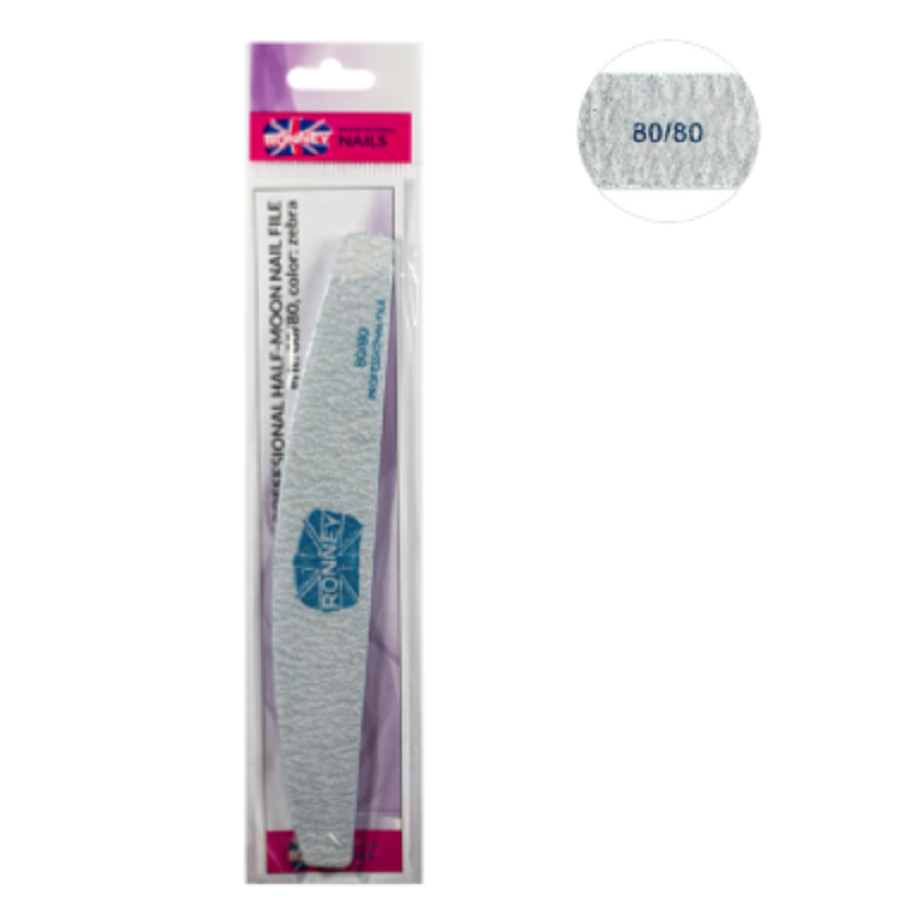 Ronney Professional Premium Nailfile Half-Moon 80/80 Zebra 