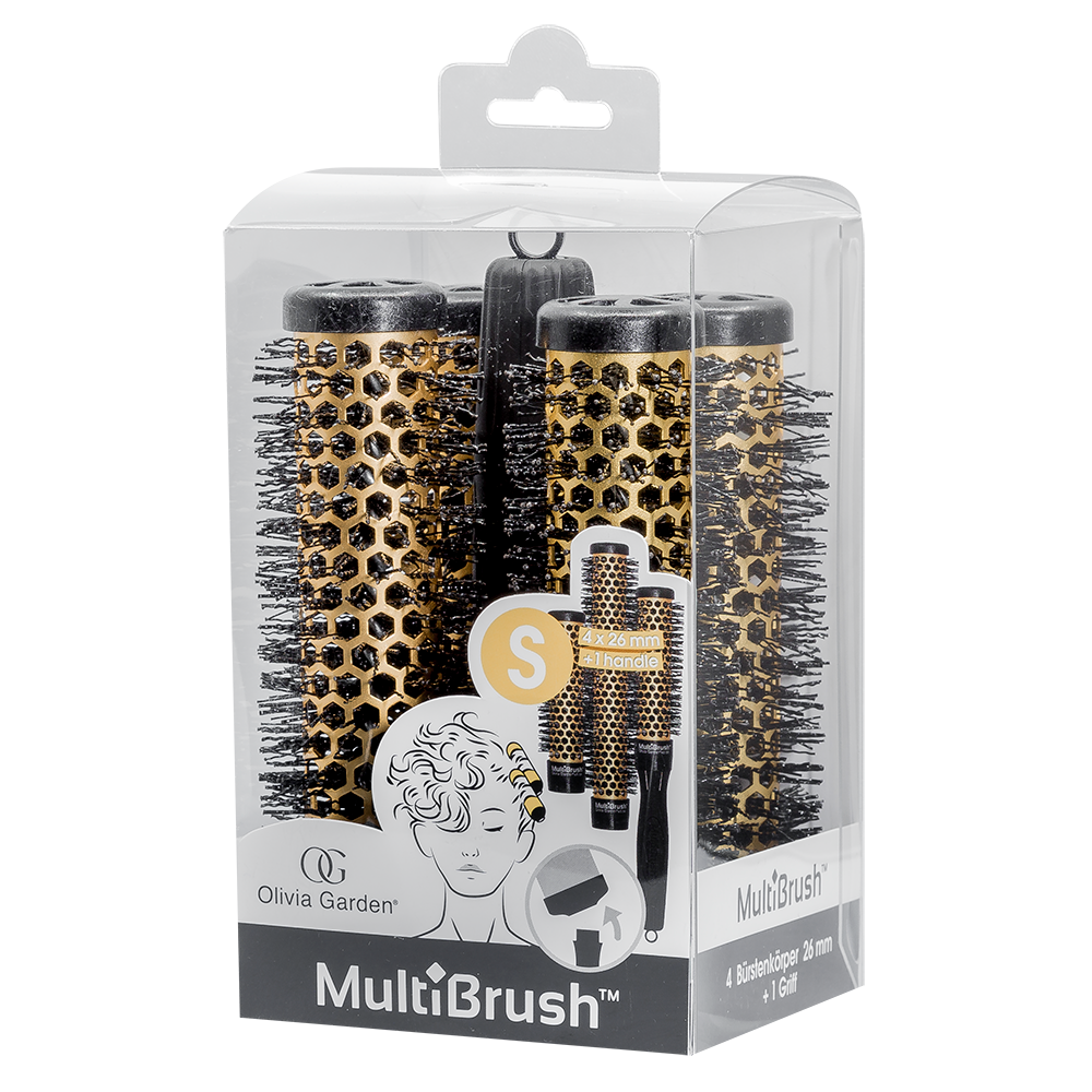 Olivia Garden MultiBrush 26/38 gelb, 4er Set mit Griff