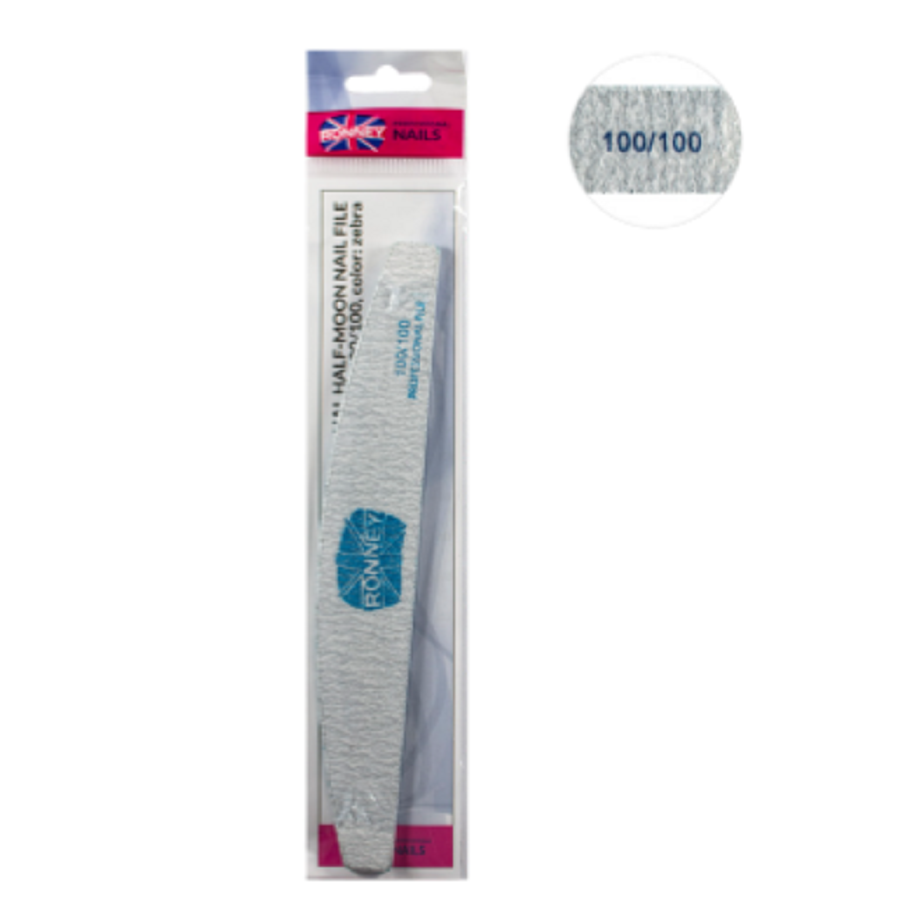 Ronney Professional Premium Nailfile Half-Moon 100/100 Zebra