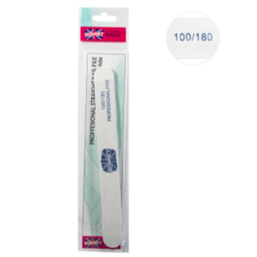 Ronney Professional Premium Nailfile Straight 100/180 White 